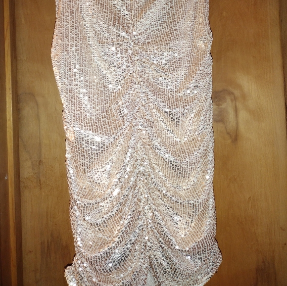 Women's Parisian Works Short Sequin Beige Party Dress Prom Size 10 Bodycon - Picture 4 of 9